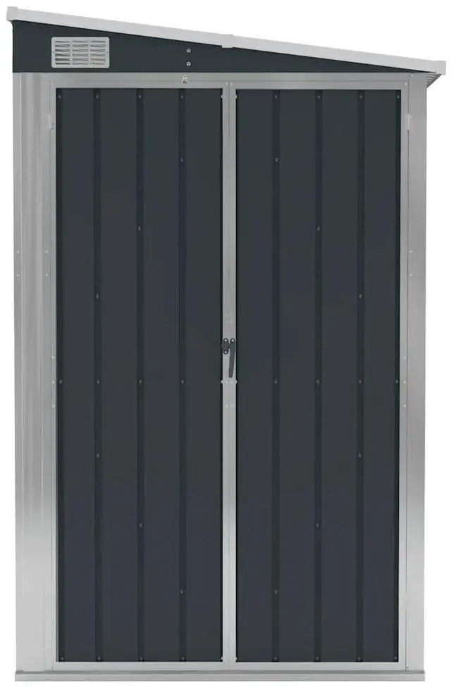 Alt view image 7 of 10 - vidaXL Wall-mounted Garden Shed Anthracite 46.5"x113.4"x70.1" Steel