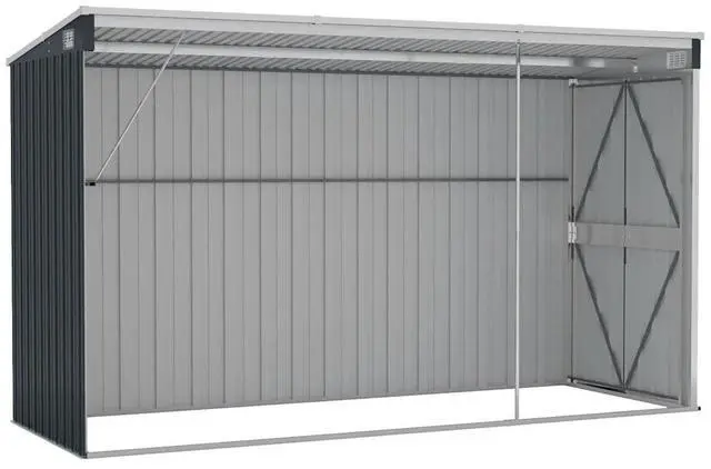 Alt view image 10 of 10 - vidaXL Wall-mounted Garden Shed Anthracite 46.5"x113.4"x70.1" Steel