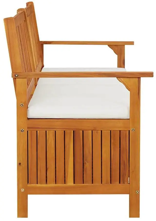 Alt view image 9 of 10 - vidaXL Storage Bench with Cushion 66.9" Solid Wood Acacia