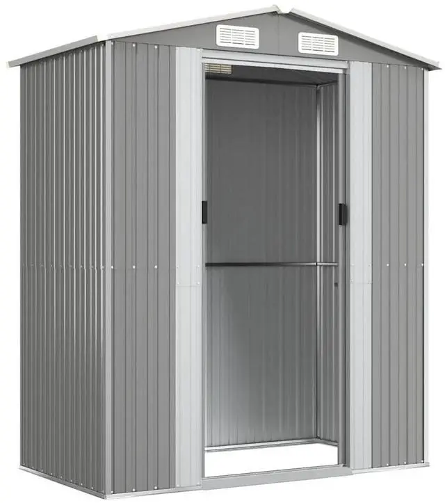 Alt view image 8 of 10 - vidaXL Garden Shed Light Gray 75.6"x42.5"x87.8" Galvanized Steel