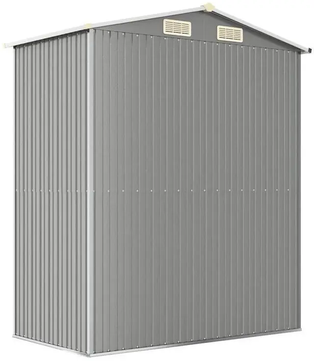 Alt view image 10 of 10 - vidaXL Garden Shed Light Gray 75.6"x42.5"x87.8" Galvanized Steel