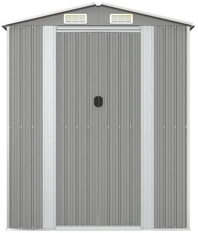 Alt view image 7 of 10 - vidaXL Garden Shed Light Gray 75.6"x42.5"x87.8" Galvanized Steel