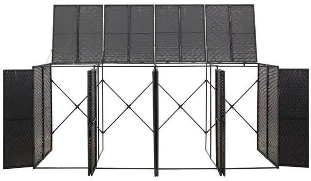 Alt view image 7 of 10 - vidaXL Quadruple Wheelie Bin Shed Black 107.9"x31.5"x46.1" Poly Rattan