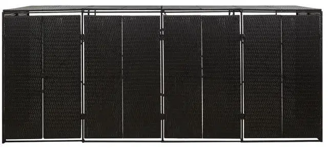 Alt view image 8 of 10 - vidaXL Quadruple Wheelie Bin Shed Black 107.9"x31.5"x46.1" Poly Rattan