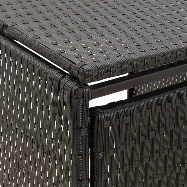 Alt view image 10 of 10 - vidaXL Quadruple Wheelie Bin Shed Black 107.9"x31.5"x46.1" Poly Rattan