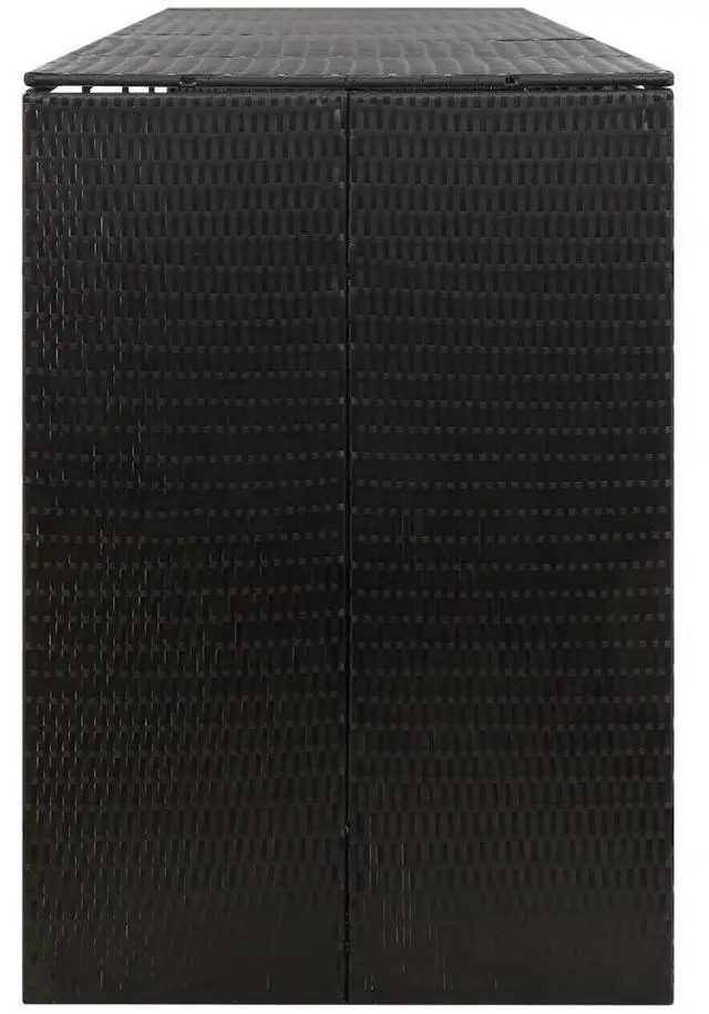Alt view image 9 of 10 - vidaXL Quadruple Wheelie Bin Shed Black 107.9"x31.5"x46.1" Poly Rattan