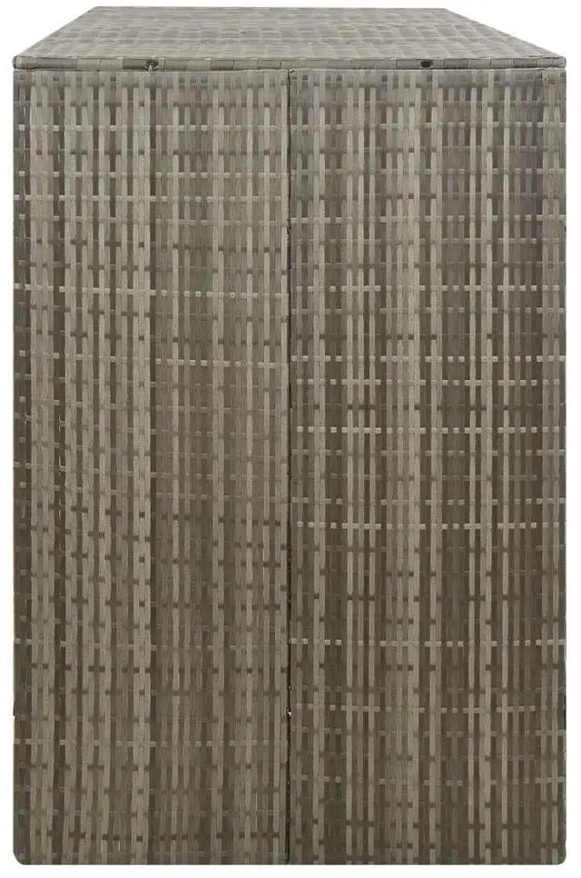 Alt view image 9 of 10 - vidaXL Triple Wheelie Bin Shed Gray 81.5"x31.5"x46.1" Poly Rattan