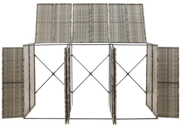 Alt view image 7 of 10 - vidaXL Triple Wheelie Bin Shed Gray 81.5"x31.5"x46.1" Poly Rattan