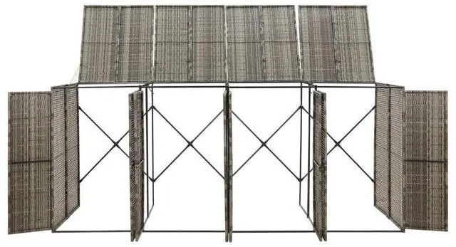 Alt view image 7 of 10 - vidaXL Quadruple Wheelie Bin Shed Gray 107.9"x31.5"x46.1" Poly Rattan