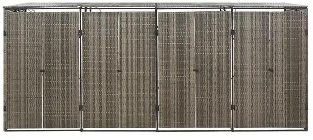 Alt view image 8 of 10 - vidaXL Quadruple Wheelie Bin Shed Gray 107.9"x31.5"x46.1" Poly Rattan
