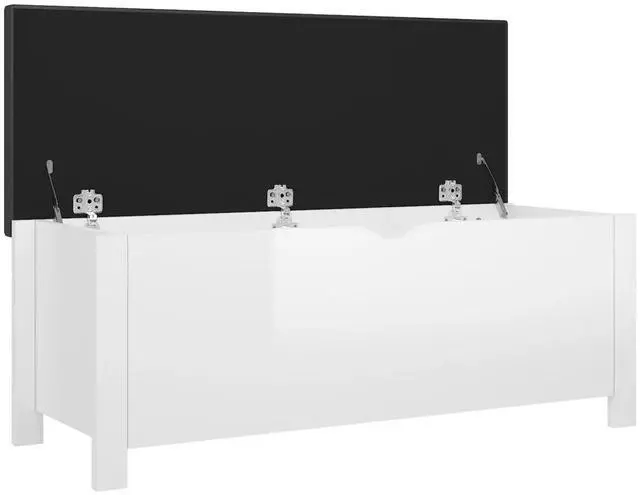 Alt view image 18 of 19 - vidaXL Storage Box with Cushion High Gloss White 41.3"x15.7"x17.7" Engineered Wood