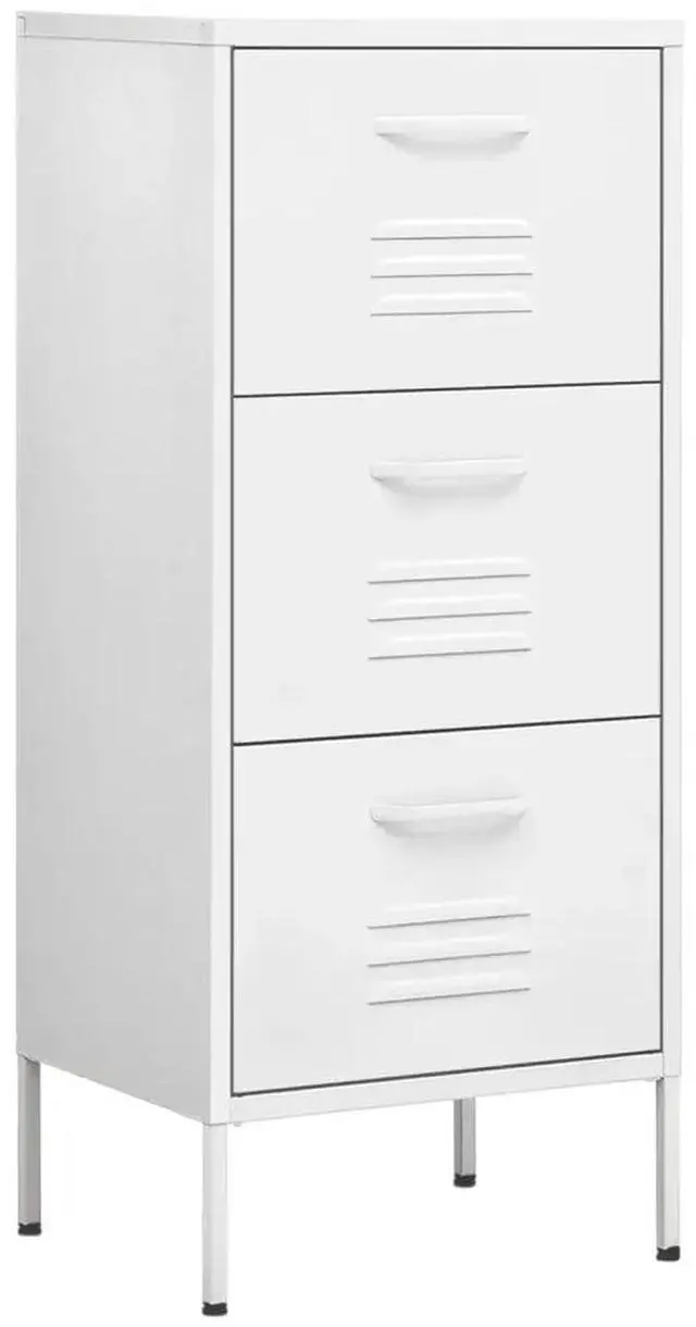 Alt view image 17 of 19 - vidaXL Storage Cabinet White 16.7" Steel Sideboard Side Cabinet Furniture