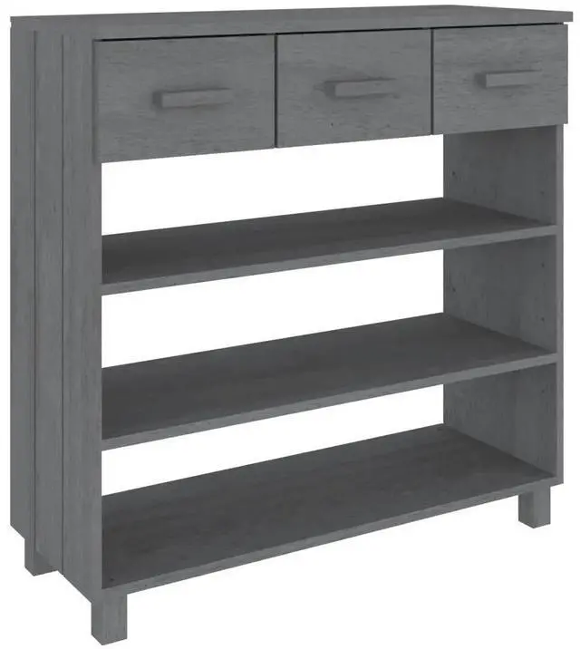Alt view image 8 of 12 - vidaXL Console Table Dark Gray 35.4"x13.8"x35.4" Solid Wood Pine