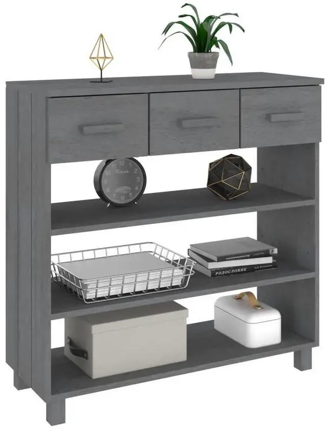 Alt view image 10 of 12 - vidaXL Console Table Dark Gray 35.4"x13.8"x35.4" Solid Wood Pine
