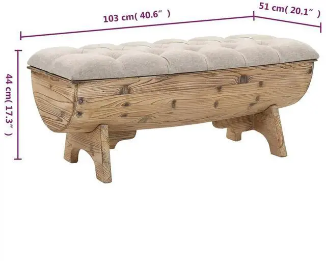 Alt view image 12 of 12 - vidaXL Storage Bench 40.6" Solid Wood Fir