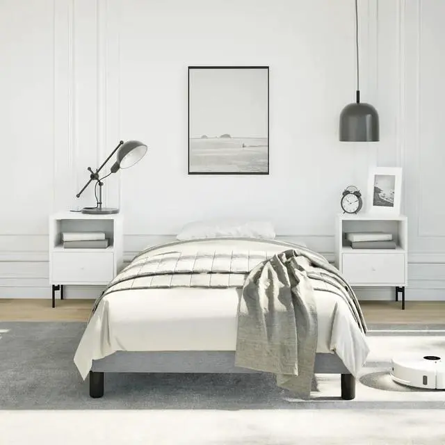 Alt view image 10 of 13 - vidaXL Twin XL Size Bed Frame with Plywood Slats, Platform Bed Frame, Fabric Upholstered Mattress Foundation, No Box Spring Needed & Easy Assembly, Light Gray, without Mattress