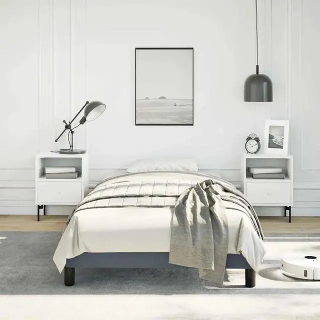 Alt view image 11 of 13 - vidaXL Twin XL Size Bed Frame with Plywood Slats, Platform Bed Frame, Velvet Upholstered Mattress Foundation, No Box Spring Needed & Easy Assembly, Dark Gray, without Mattress