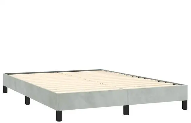 Alt view image 10 of 13 - vidaXL Queen Size Bed Frame with Plywood Slats, Platform Bed Frame, Velvet Upholstered Mattress Foundation, No Box Spring Needed & Easy Assembly, Light Gray, without Mattress