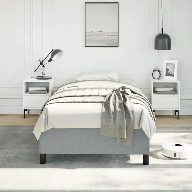 Alt view image 10 of 13 - vidaXL Twin XL Size Bed Frame with Plywood Slats, Platform Bed Frame, Fabric Upholstered Mattress Foundation, No Box Spring Needed & Easy Assembly, Light Gray, without Mattress