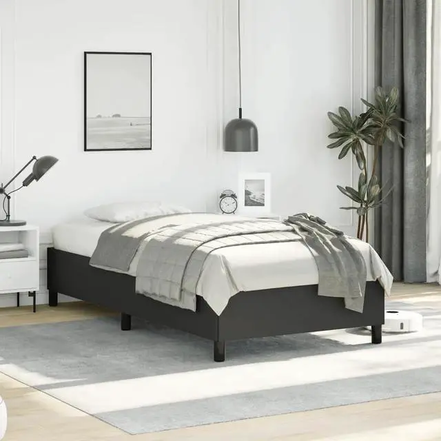 Alt view image 10 of 12 - vidaXL Bed Frame Black 39.4"x79.9" Twin XL Faux Leather