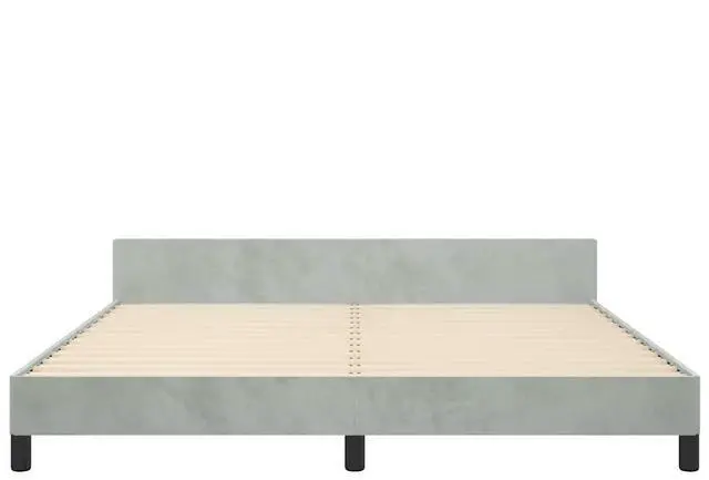 Alt view image 18 of 18 - vidaXL Bed Frame with Headboard Light Gray 76"x79.9" King Velvet