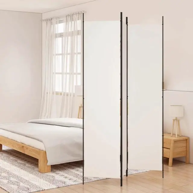 Alt view image 5 of 10 - vidaXL 3-Panel Room Divider White 59.1"x86.6" Fabric