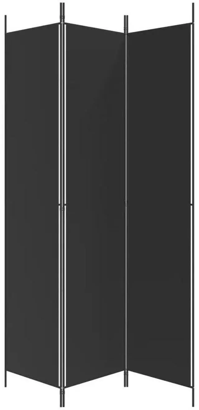 Alt view image 8 of 10 - vidaXL 3-Panel Room Divider Black 59.1"x86.6" Fabric