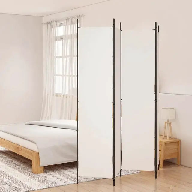 Alt view image 5 of 10 - vidaXL 4-Panel Room Divider White 78.7"x86.6" Fabric