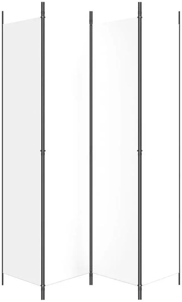 Alt view image 8 of 10 - vidaXL 4-Panel Room Divider White 78.7"x86.6" Fabric