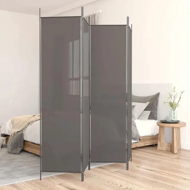 Alt view image 5 of 10 - vidaXL 4-Panel Room Divider Anthracite 78.7"x86.6" Fabric
