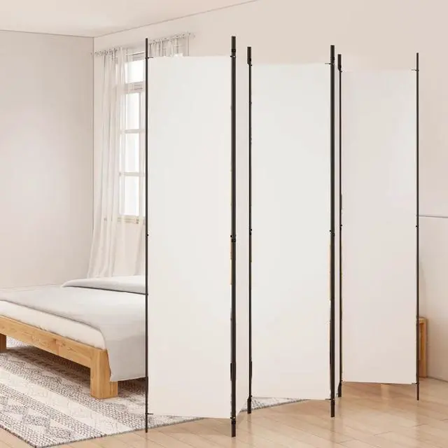Alt view image 5 of 10 - vidaXL 5-Panel Room Divider White 98.4"x86.6" Fabric