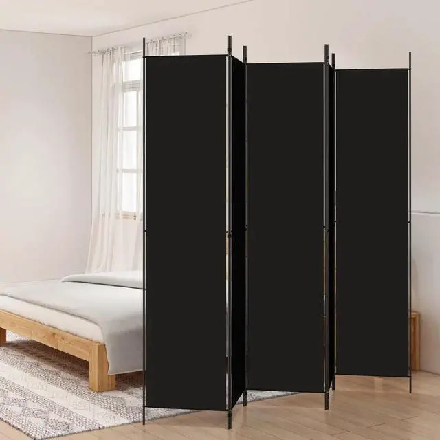 Alt view image 5 of 10 - vidaXL 5-Panel Room Divider Black 98.4"x86.6" Fabric