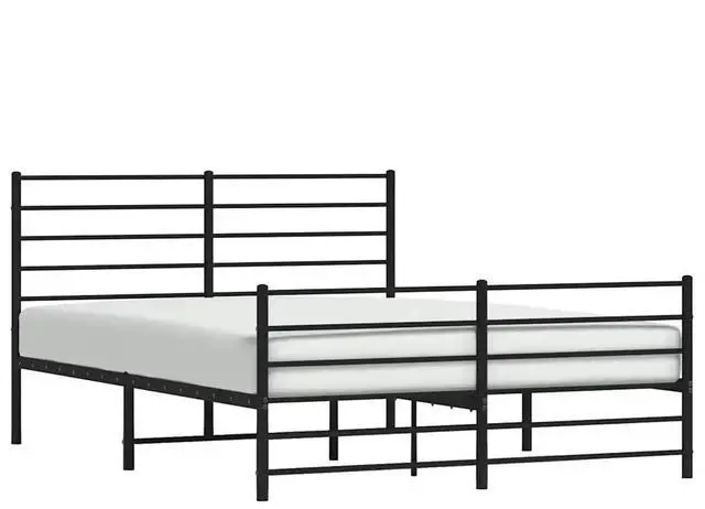 Alt view image 12 of 13 - vidaXL 12 Inch Queen Metal Bed Frame with Headboard & Footboard, No Box Spring Needed, Noise Free Platform Bed Frame with Steel Slats, Easy Assembly, Under Bed Storage, Minimalist, Black