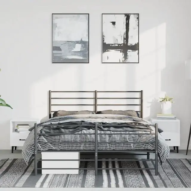 Alt view image 10 of 13 - vidaXL 12 Inch Queen Metal Bed Frame with Headboard & Footboard, No Box Spring Needed, Noise Free Platform Bed Frame with Steel Slats, Easy Assembly, Under Bed Storage, Minimalist, Black