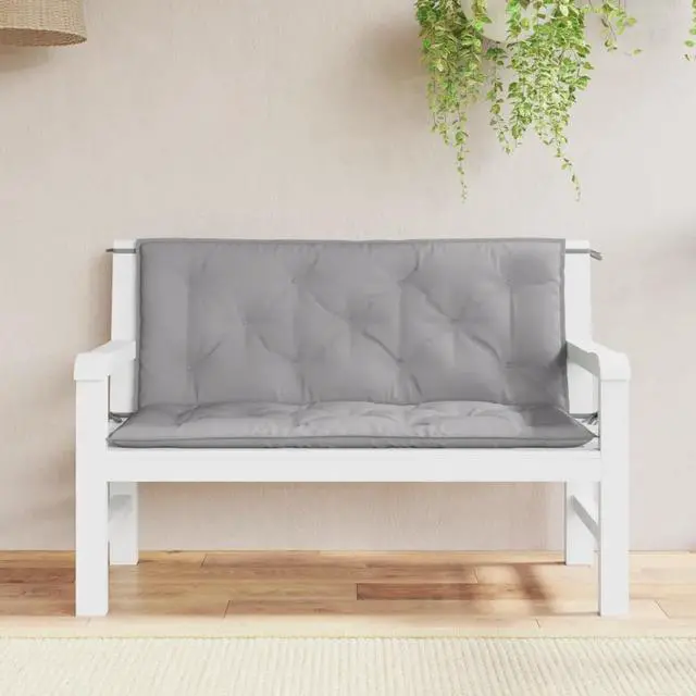 Alt view image 8 of 13 - vidaXL Garden Bench Cushion Set of 2 Grey Oxford fabric (100% polyester)