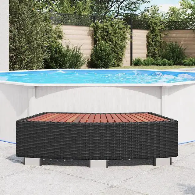 Alt view image 15 of 16 - vidaXL Spa Step Poly Rattan Black Deck Patio Hot Tub Bathtub Pool Footstep