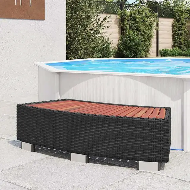 Alt view image 14 of 16 - vidaXL Spa Step Poly Rattan Black Deck Patio Hot Tub Bathtub Pool Footstep