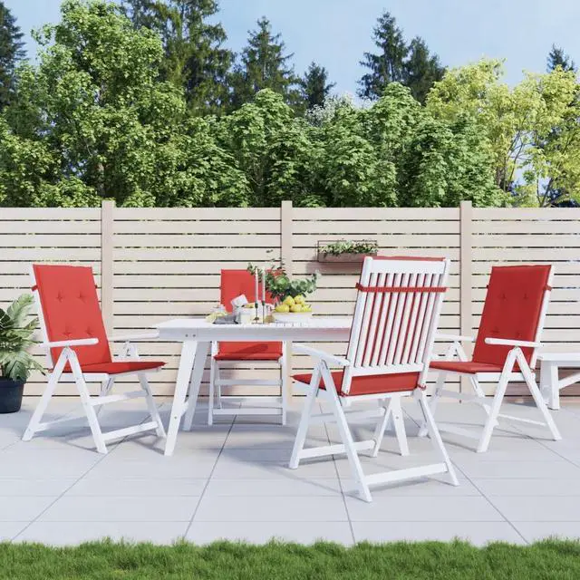 Alt view image 17 of 17 - vidaXL Chair Cushion 4 Pcs Outdoor Garden High Back Chair Cushion Red Fabric