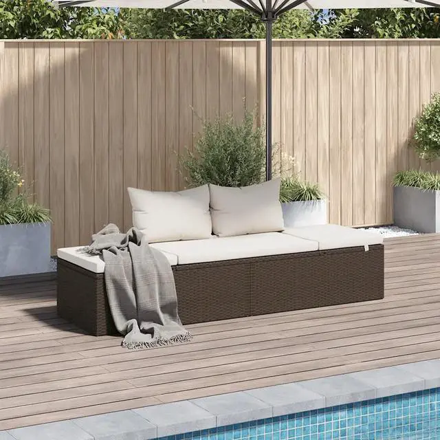 Alt view image 8 of 13 - vidaXL Patio Bed, Outdoor Lounge Bed, Adjustable Sides Lightweight Weather-Resistant Easy Maintenance, Washable Cushions & Poly Rattan Frame