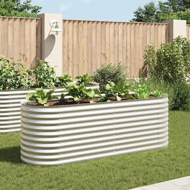Alt view image 8 of 8 - vidaXL Garden Raised Bed 94.5"x31.5"x31.9" Galvanized Steel Silver Flower Box