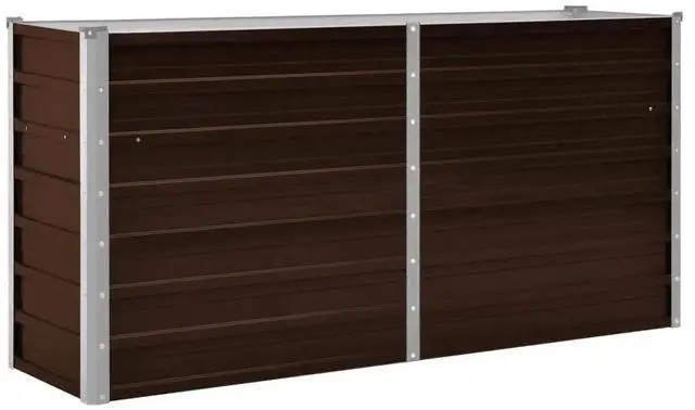 Alt view image 6 of 10 - vidaXL Garden Raised Bed Brown 63"x15.7"x30.3" Galvanized Steel