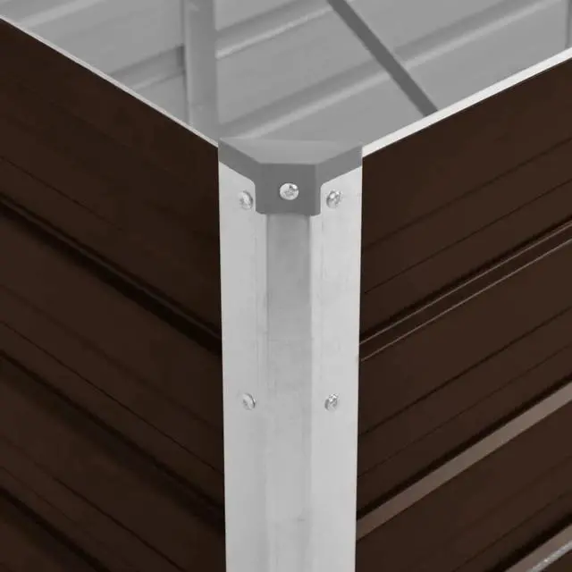 Alt view image 10 of 10 - vidaXL Garden Raised Bed Brown 63"x15.7"x30.3" Galvanized Steel
