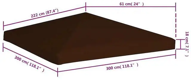 Alt view image 12 of 12 - vidaXL Gazebo Top Cover 9.8'x9.8' Brown Patio Replacement Canopy Roof Sunshade