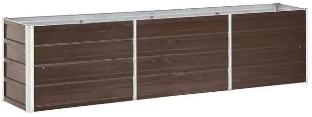 Alt view image 6 of 10 - vidaXL Garden Raised Bed Galvanized Steel 94.5"x15.7"x17.7" Brown