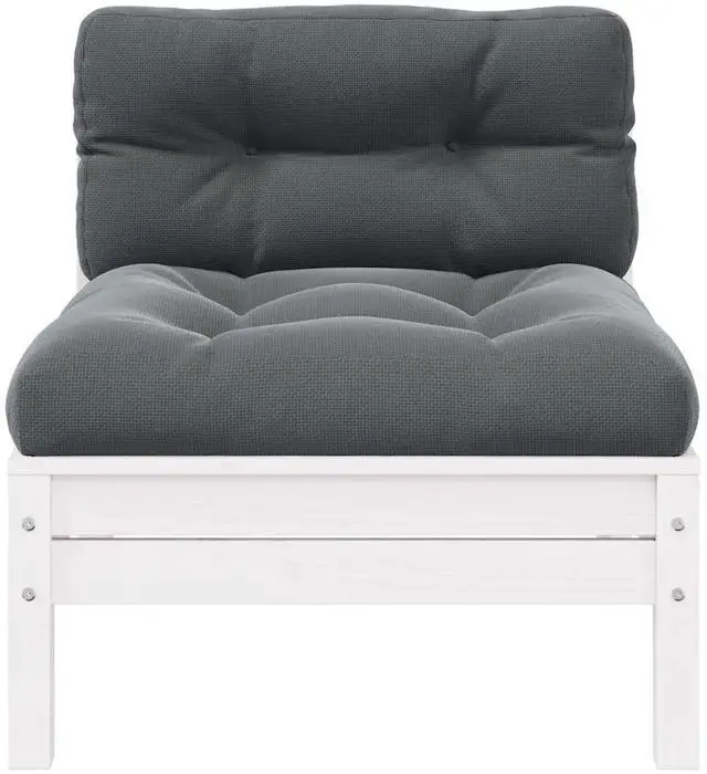 Alt view image 8 of 10 - vidaXL Patio Middle Sofa with Cushions White Solid Pinewood
