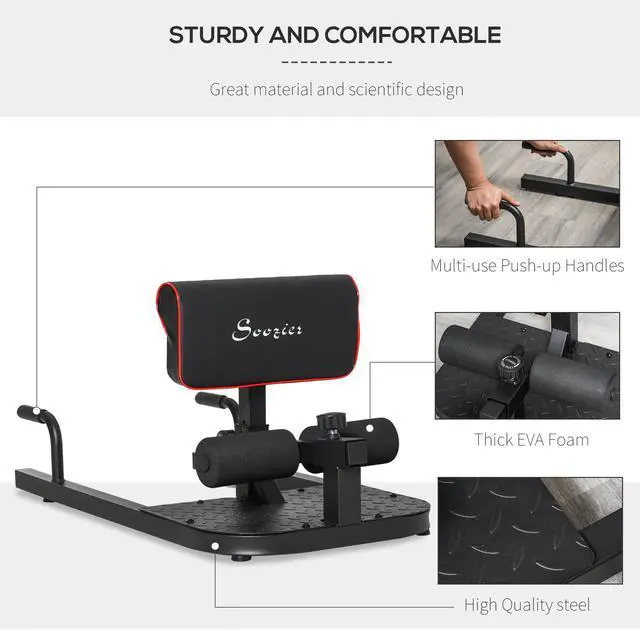 Alt view image 5 of 7 - AosomSoozier 3 in 1 Padded Push Up Sit Up Squat Machine Home Gym Fitness Equipment, Black