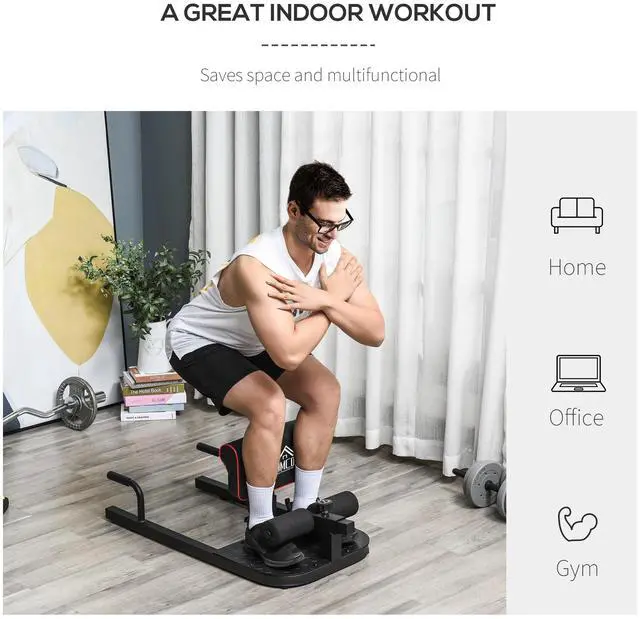 Alt view image 6 of 7 - AosomSoozier 3 in 1 Padded Push Up Sit Up Squat Machine Home Gym Fitness Equipment, Black