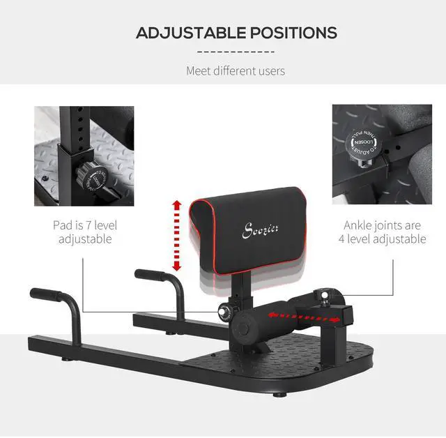 Alt view image 4 of 7 - AosomSoozier 3 in 1 Padded Push Up Sit Up Squat Machine Home Gym Fitness Equipment, Black