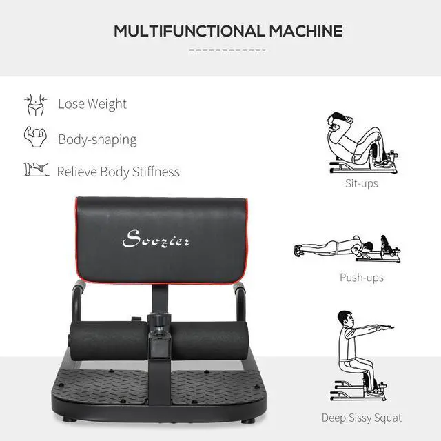 Alt view image 7 of 7 - AosomSoozier 3 in 1 Padded Push Up Sit Up Squat Machine Home Gym Fitness Equipment, Black