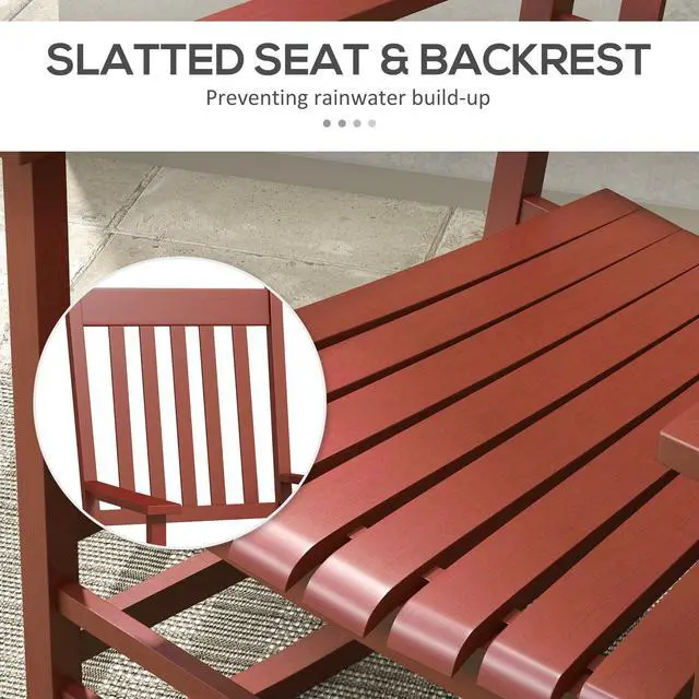 Alt view image 6 of 7 - Aosom Outdoor Rocking Chair Set of 2, Patio Rocking Chair with Smooth Curves, High Density Wooden Rockers for Lawn Garden Porch, Supports Up to 350lbs, Wine Red